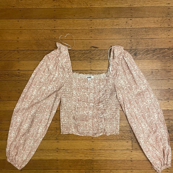 Rust Floral Ruched Smock Top - Picture 5 of 7